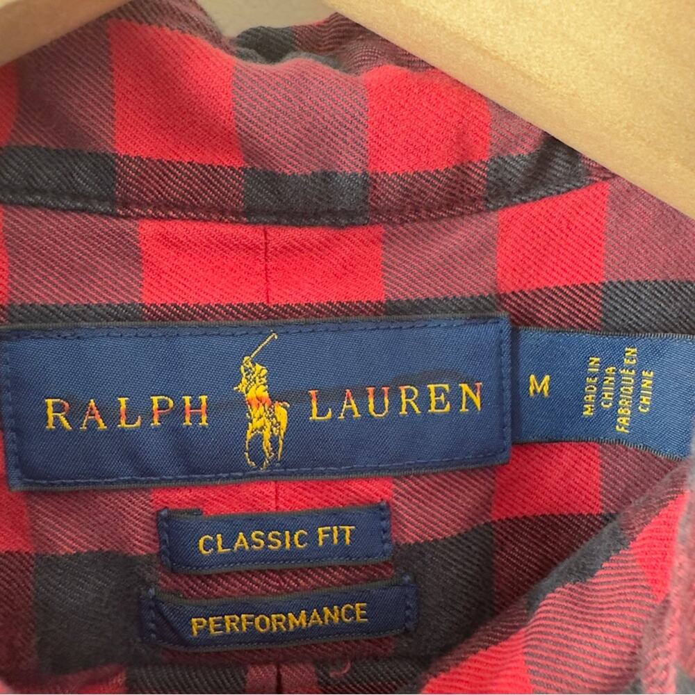 Ralph Lauren Classic Fit Performance Red Black Checker Collar Button Down Shirt - Picture 6 of 7